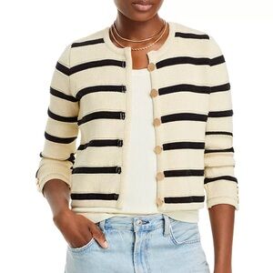 French Connection Marloe Stripe Crewneck Cropped Cardigan